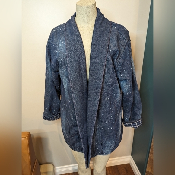Anthropologie Pilcro Quilted Denim Kimono Jacket, Size L   oversized  Sz… - Picture 10 of 16